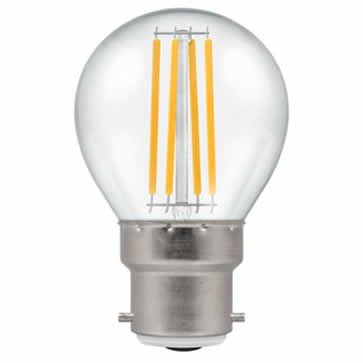 LED Round Filament Clear • 6.5W • 2700K • BC-B22d • Stock Code: 12790