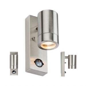 Browse 230V IP44 GU10 Stainless Steel Wall Light with PIR Code: WALL5LSS