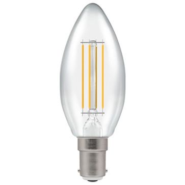 LED Candle Filament Clear • Dimmable • 5W • 2700K • SBC-B15d • 7147