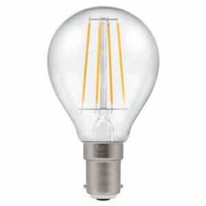 LED Round Filament Clear • Dimmable • 5W • 2700K • SBC-B15d • Stock Code: 7222