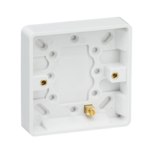 Curved Edge Single 16mm Pattress Box with Earth Terminal Code: CU1300