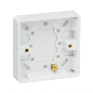 Browse Curved Edge Single 16mm Pattress Box with Earth Terminal Code: CU1300
