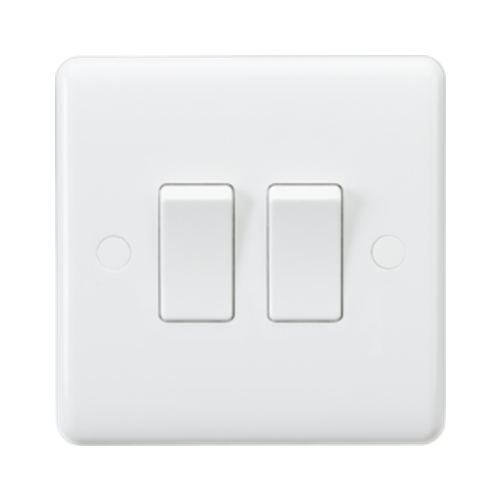 Curved Edge White Plastic 10A Switches