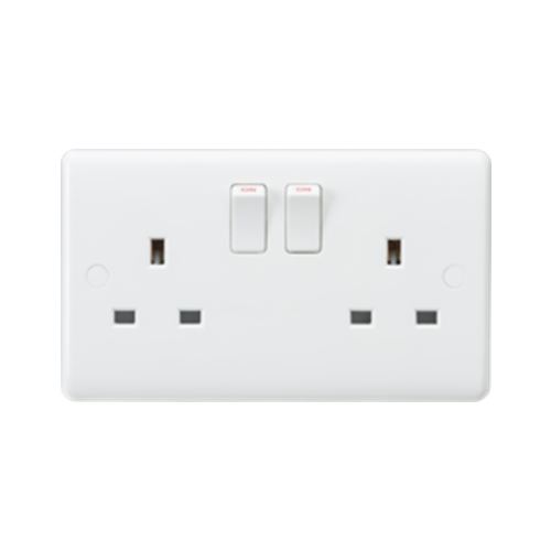 Curved Edge White Plastic 13A Sockets