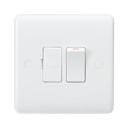 Curved Edge White Plastic Fused Spur Units