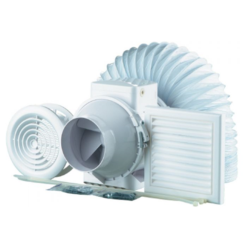 Blauberg Turbo Bathroom Shower Fan Kit 100mm with Timer Code: KIT-TURBO-E-100-T-DPR