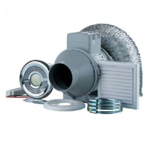 Browse Blauberg Turbo Bathroom Shower Fan Kit 100mm with Timer & LED Light Code: KIT-TURBO-E-100-T-LED