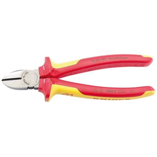 Knipex 70 08 180UKSBE VDE Fully Insulated Diagonal Side Cutters, 180mm