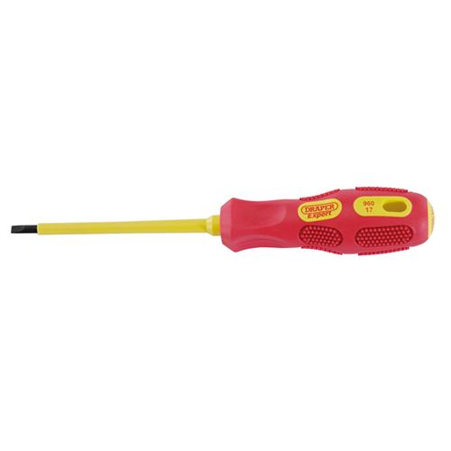 VDE Approved Fully Insulated Plain Slot Screwdriver, 4.0 X 100mm (Display Packed)